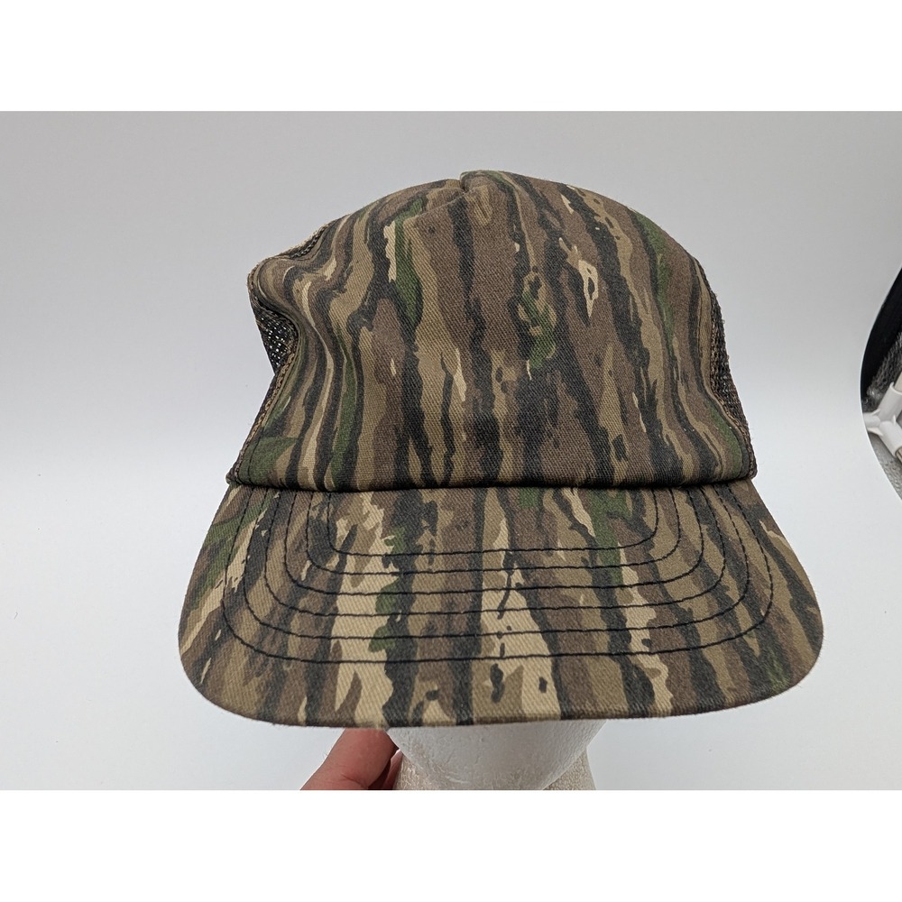 Vintage Tiger Stripe Camo Trucker Hat Mesh Back Snapback Made in USA Camouflage